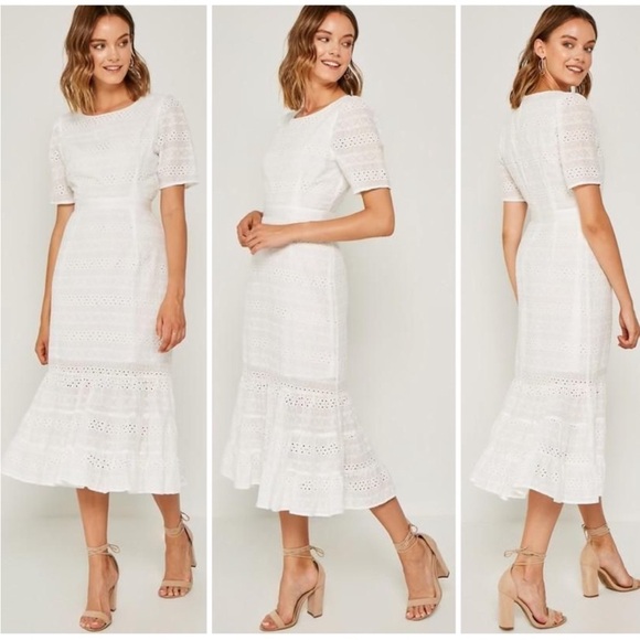 Hayden White Eyelet Midi Dress - Picture 5 of 11